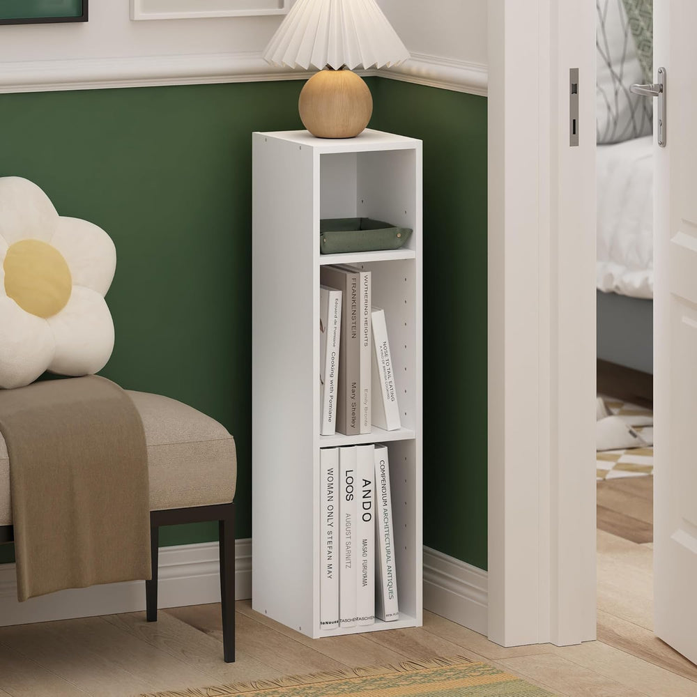 Furinno Fulda Book Shelf, 3-Tier Narrow Bookshelf, Bookcase with 8-in Width S...