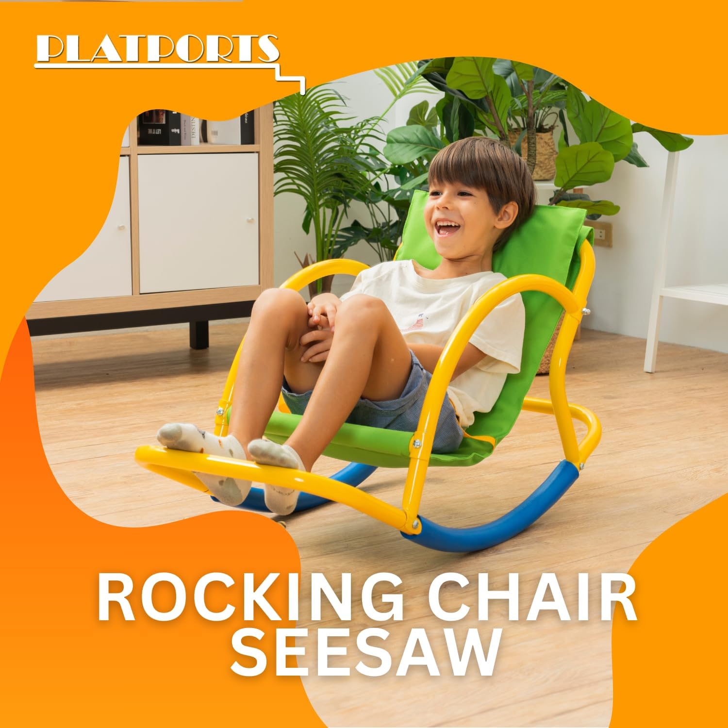 PLATPORTS Calming Sensory Rocking Chair for Kids – Balance Seat for Focus, Relaxation & Play | Indoor Outdoor Therapy Chair for Autism, ADHD & Active Kids