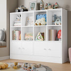 Cozy Castle White Wood Bookcase,12 Cube Storage Organizer Bookshelf with 4 Doors,3 Tier Storage Cabinet with Adjustable Shelves for Bedroom, Living Room, Office