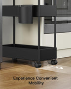 Pipishell Slim Storage Cart with Wheels - 3 Tier Bathroom Organizers and Storage Cart - Rolling Carts for Bathroom, Kitchen, Narrow Space, Laundry Room,Black