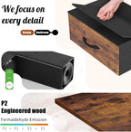 Vinyl Record Storage Crate with Fabric Drawer, Wooden LP Album Storage Holder for 12" Vinyls, All-in-One Organizer Holds 60 LPs