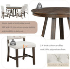 5 Pieces Dining Table Set with 42" Table,Living Room Furniture W/ 4 Upholstered Chairs,Tabletop Can be Adjusted from Round to Oval in Shape,for Restaurant,Home Bistro,Walnut