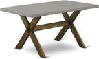 East West Furniture X797FL716-6 6 Piece Dining Table Set Contains a Rectangle Kitchen Table with X-Legs and 4 Dark Khaki Linen Fabric Parson Chairs with a Bench, 40x72 Inch, Multi-Color
