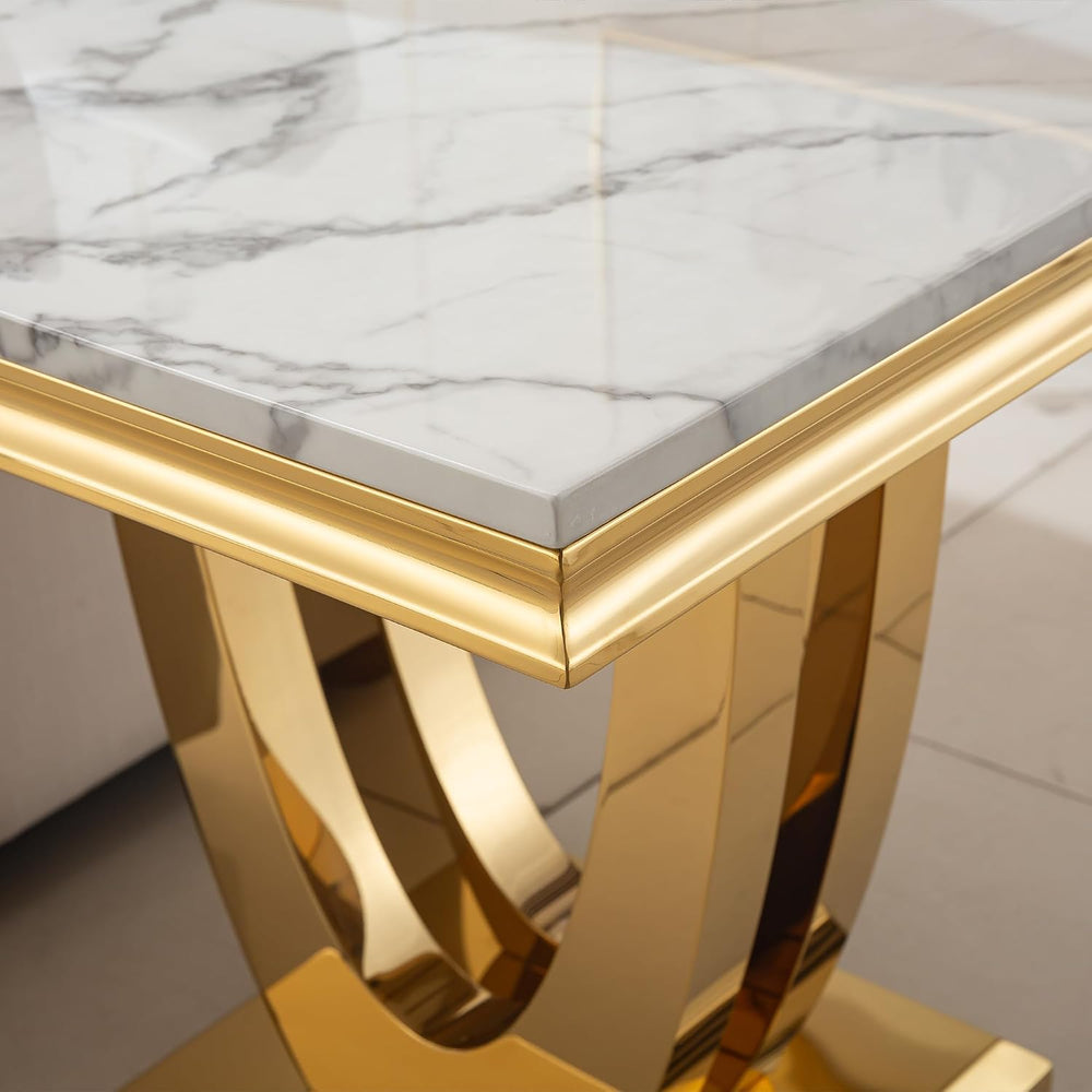 3 Piece Living Room Table Set, Modern Faux Marble Coffee Table and 2 End Tabl...