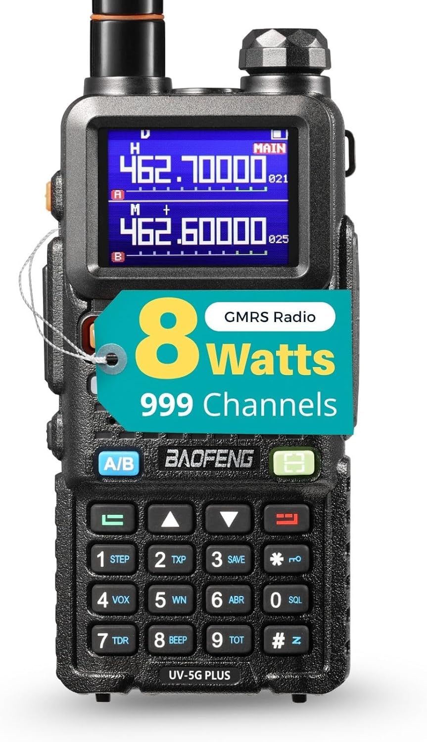 BAOFENG UV-5G Plus GMRS Handheld Radio, 999 CHs Chirp Compatible, 1 Pack