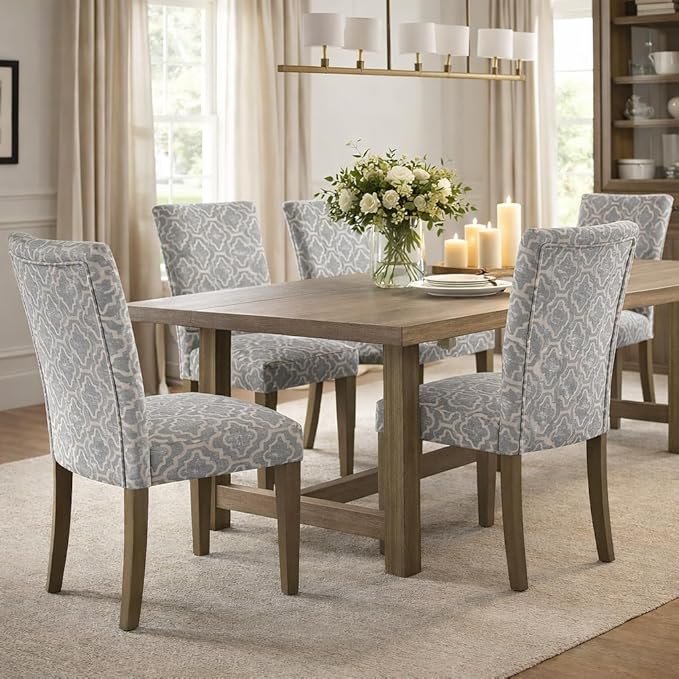 HomePop Parsons Classic Upholstered Accent Dining Chair, Pack of 2, Grey