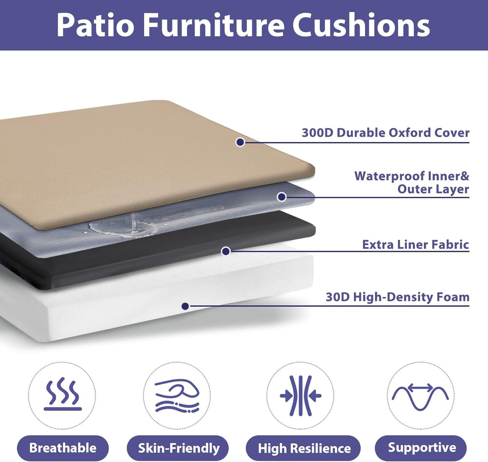 IPYNBAP Outdoor Chair Cushions Set of 4 -Waterproof Outdoor Seat Cushions for...
