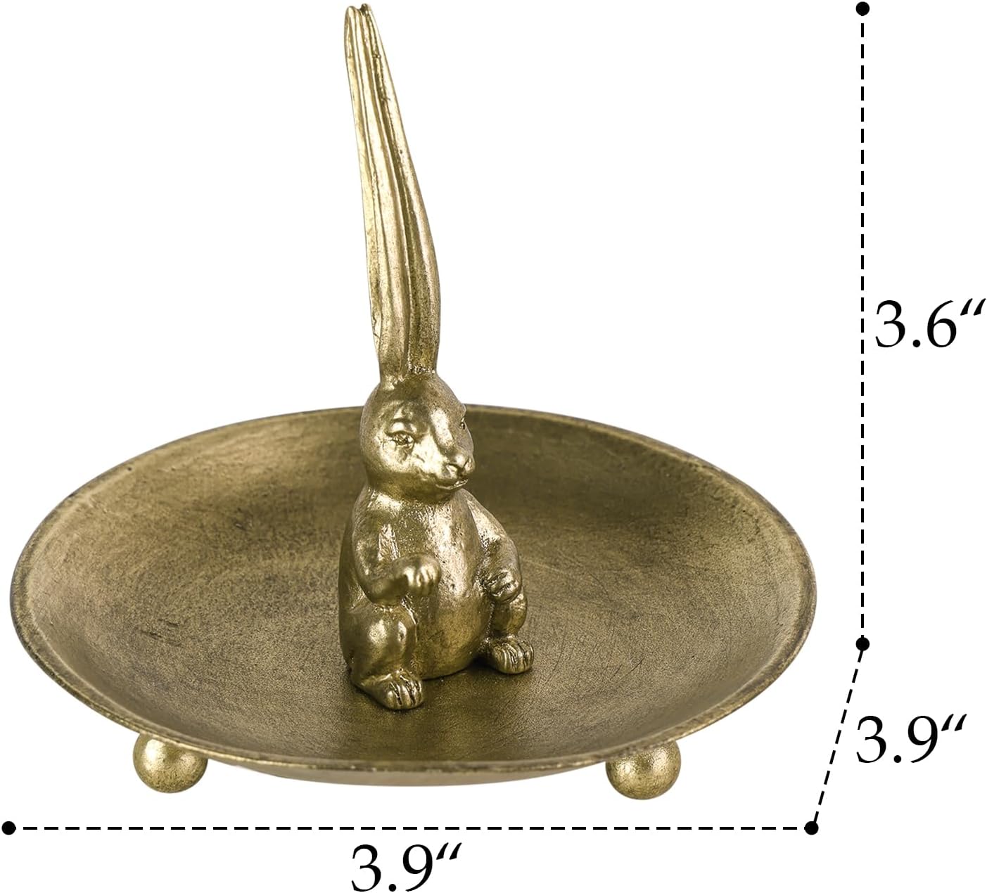 NIKKY HOME Vintage Gold Bunny Ring Holder Jewelry Dish, Easter Decor Rabbit Figurine Decorative Metal Trinket Tray Bowl, Cute Animal Vanity Dresser Accent
