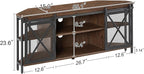 HOMISSUE Corner TV Stand for 55 Inch TV, Rustic Corner Entertainment Center with Storage, Industrial Media Console Table with Sliding Barn Door, Entertainment Center for Living Room, Brown