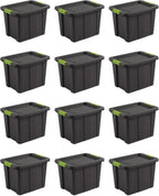 Sterilite 12-Pack Storage Bins with Lids, Heavy Duty Totes, Tuff1, 18 Gallon, Flat Gray