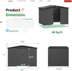 AECOJOY Shed 6' x 8' Outdoor Storage Shed with Sliding Door, Outdoor Storage Tool Shed Storage Cabinet, Metal Garden Shed for Yard, Outdoor Storage Clearance in Dark Grey