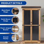 Outdoor Storage Cabinet Weather-Resistant, Wood & Metal Storage Shed with 3 Removable Shelves, Waterproof Roof, Adjustable Feet, Patio Storage Cabinet Outside for Garden Garage Backyard Pool