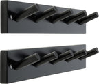SKOLOO Wooden Wall Mounted Coat Rack,16'' Hole to Hole, 5 Pegs Bamboo Wall Hook for Hanging Clothes Robes Towels Hats,Black