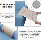 NB Sofa Armrest Organize remote holder bedside caddy organizer with 5 pockets，non-slip couch remote control holder couch armchair caddy accessories (Beige, 35"x12.4")
