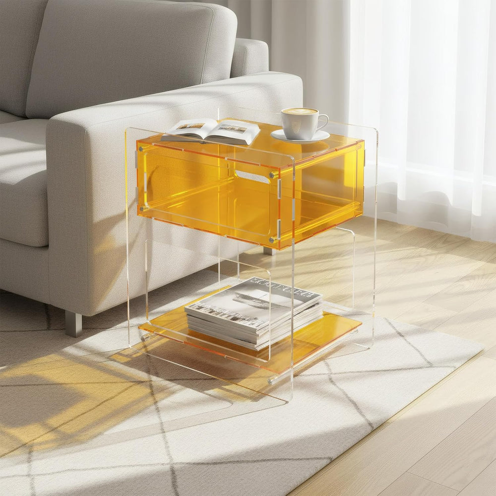 Acrylic Side Table for Living Room, Acrylic Nightstand for Bedroom, Sturdy Co...