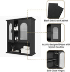 CJL Bathroom Wall Cabinet with Fluted Door, 18.9'' x 23.6'' Medicine Cabinet, Over The Toilet Storage Cabinet, Black
