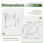 Luggage Rack, Set of 2, Folding Suitcase Stand with Storage Shelf, Premium Bamboo Luggage Holder for Guest Room, Bedroom, Hotel, Closet, Holds up to 135 lb (White)