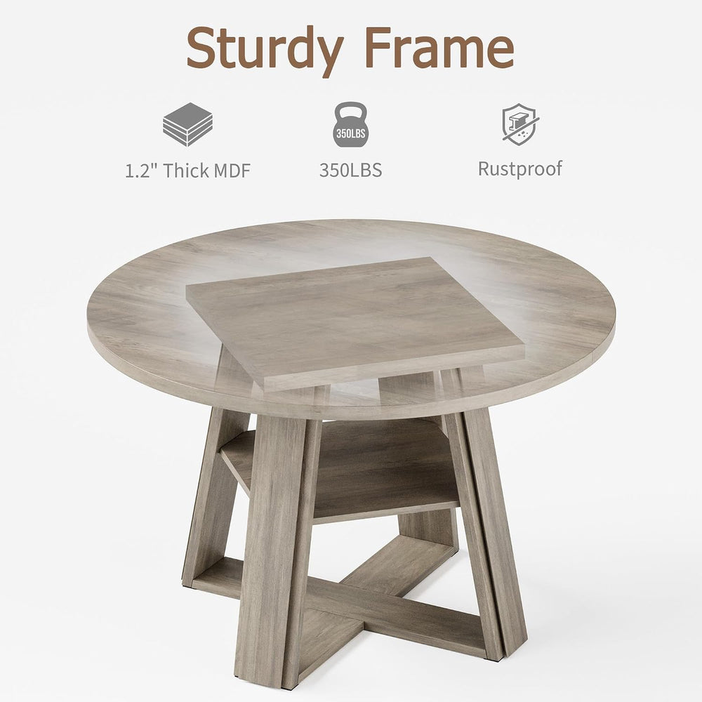 GarveeHome 43.3" Round Dining Table for 2-4 People, Circle Kitchen Table...