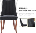 Modern Dining Chairs Set of 2, Mid Century Kitchen & Dining Room Chairs, Fabric Upholstered Kitchen Chairs with Wood Legs, Sillas de Comedor, Easy Assembly, Black, 2 Pieces
