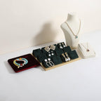 GemeShou Golden coated earring display stand for selling, velvet stud earring holder for jewelry display, Jewlery earring storage organizer tray, studs holder jewelry organizer【Earring holder-Green】