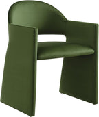 Modway Talia Performance Velvet Dining Armchair in Moss Green - Modern Curved Dining Chair with Open-Back - Stain-Resistant Velvet Barrel Chair - Living Room Accent Chair with Arms