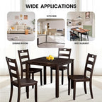 5-Piece Dining Table Set, Solid Rubber Wood Dining Room Table Set for 4, Modern Table and Chair Set for Kitchen Dining Room Restaurant Bar,Espresso