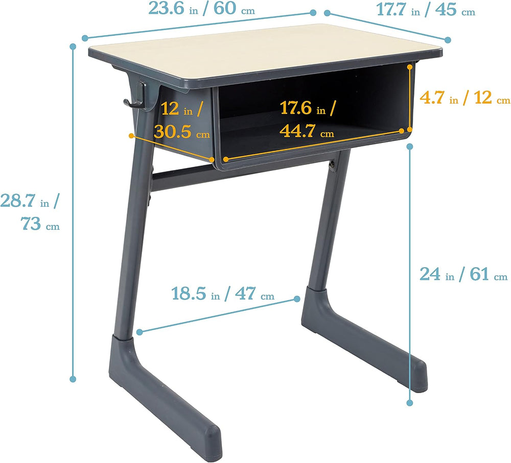 ECR4Kids Cave Open Front Desk with Plastic Book Box, Classroom Furniture, Map...