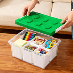 loobuu Plastic Storage Bins with Lids, Art Craft Supply Organizer Box with Brush Pot, Multipurpose Stackable Storage Containers for Organizing Tool, Craft, Crayon,Sewing (Green)