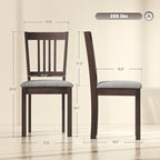 HOMCOM Dining Chairs Set of 2, Solid Wood Kitchen Chairs, Mid Century Modern Linen Fabric Upholstered for Dining Room, Living Room, Espresso Frame and Gray Upholstery