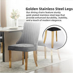 Dining Chairs Set of 2，Modern Channel Tufted Upholstered Dining Chairs with Golden Stainless Steel Legs, Comfortable Chenille Fabric Kitchen Chairs for Dining Room (Black, 2pc)