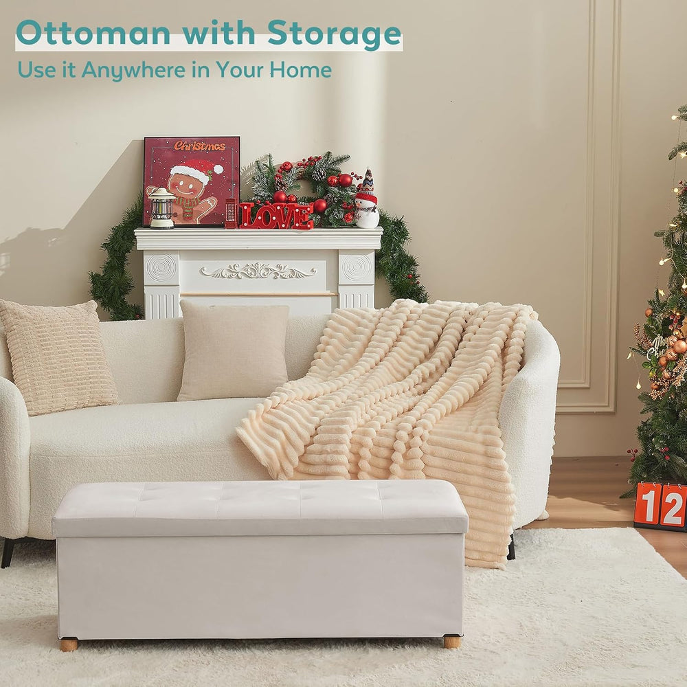 BRIAN & DANY 43 Inches Folding Storage Ottoman Bench, Ottoman with Storag...