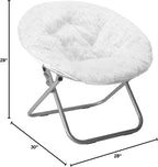 Urban Lifestyle Mongolian Faux Fur Saucer Chair, Off White