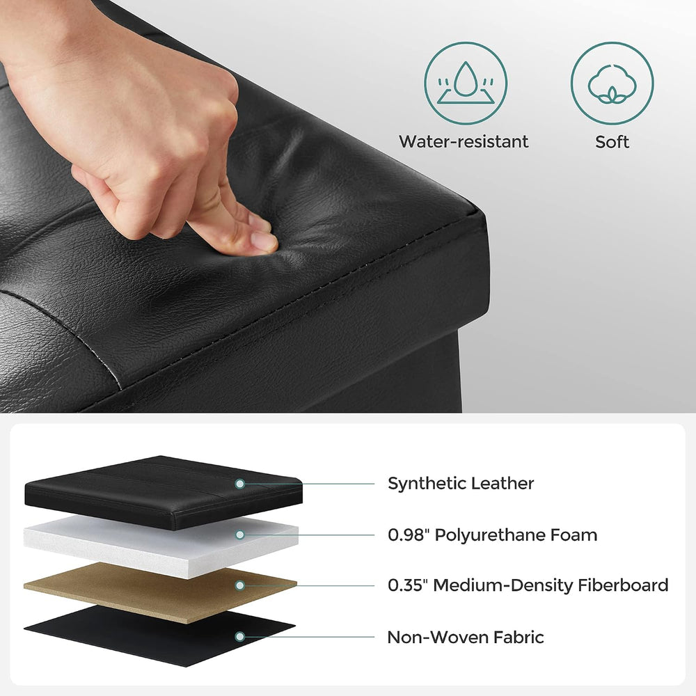 SONGMICS 43.3 Inches Folding Storage Ottoman Bench with Flipping Lid | Storag...
