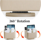 PU Leather Remote Control Holder, 360 Degree Rotating Desk Organizer Storage Table Remote Caddy, Spinning Bedside Organizer Nightstand Organizer for Desktop Office Home (Beige)