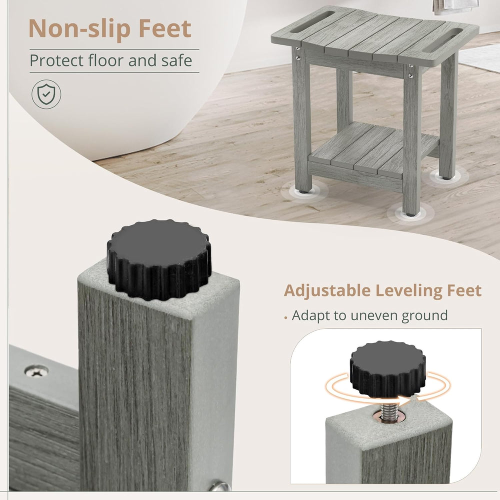 LUE BONA HDPS Shower Benches for Inside Shower, Gray Shower Stool for Shaving...