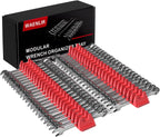 48PCS Magnetic Modular Wrench Organizer Set - Tool Drawer Storage Rack with Metric & SAE Labels, Wrench Holder with Magnet, Perfect Tool Gift for Men, father, boyfriend, DIYers & Mechanics (Red)