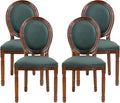 Nrizc French Country Dining Chairs Set of 4, Farmhouse Dining Room Chairs with Round Back, Solid Walnut Wood Legs, Oval Side Chairs for Kitchen/Bedroom/Dining Room