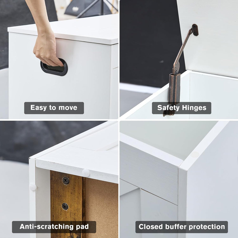 47.2” Storage Bench,Extra Large Wooden Storage Chest with 2 Safety Hinges,ent...