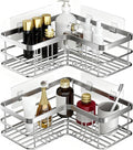 Yazoni Shower Caddy 2-Pack, No Drilling Shower Organizer Corner Shelf for Bathroom Tub, Stainless Steel Shower Caddy Corner Shelf for Bathroom Kitchen(Silver)