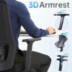 Ergonomic Office Chair, Adjustable Lumbar &Headrest, 3D Armrests, Silent Wheels, 145° Reclining Chair with Footrest, Large Steel Base, 350 LBS Swivel Desk Chair
