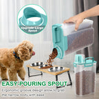 TBMax Dog Food Storage Containers 2 Pack 8 to 10 Lbs, Airtight Pet Food Container Dispenser with Large Spout & Portable Handle, Travel Dog Treat Cat Food Storage Bin Bird Seed Container -Cyan