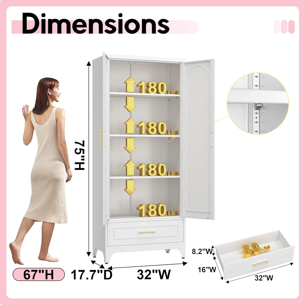 UNICOLY Pantry Kitchen Cabinet with Drawer, 75" Tall Pantry Storage Cabi...
