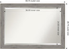 Amanti Art Grey Wall Mirror 29x41 Regis Barnwood Grey Rectangle Bathroom Mirror for Wall Decor Living Room, Large Country Rustic Wood Frame, Hangs Horizonally and Vertically, Bathroom Decor, Beveled