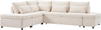 Ball & Cast Modular Convertible L-Shaped Sectional Sleeper Sofa Bed Pull Out Couch with Moveable Storage Ottoman,Oversized Chenille Pull-Out Sofa Bed W/Reclining Armrest&USB Port,for Living Room,Beige