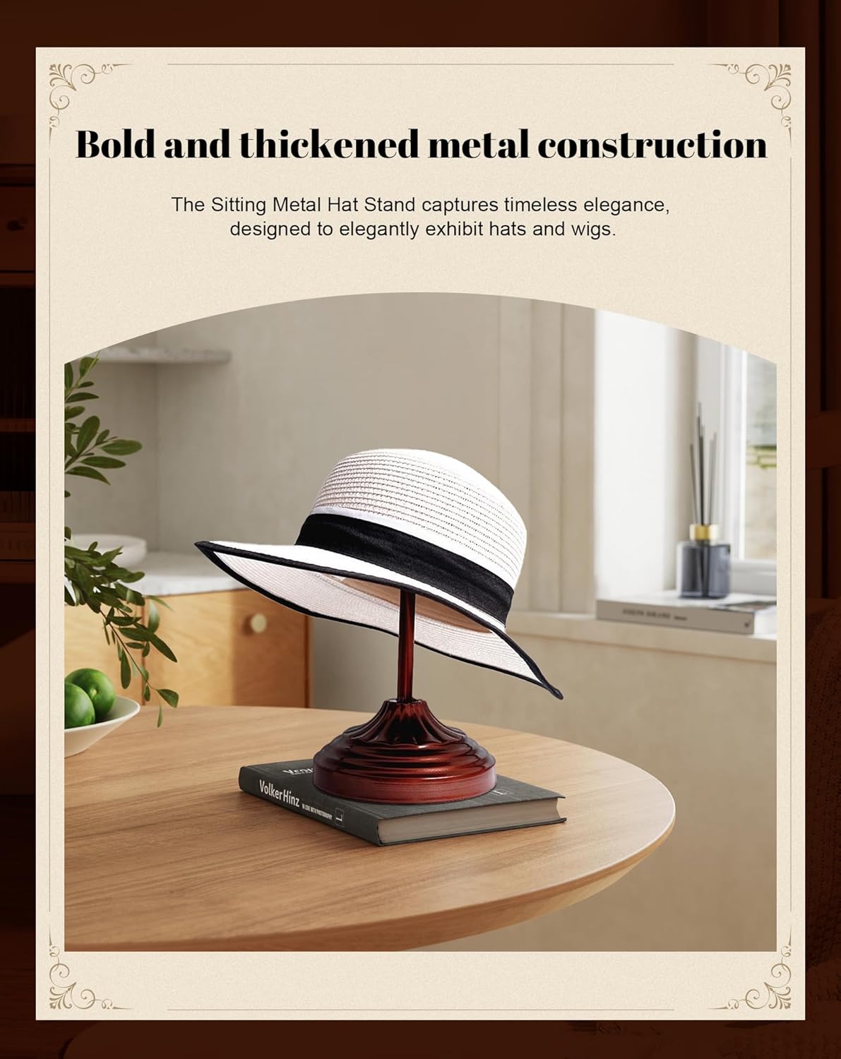 CHADWICK Vintage Dome-Shaped Hat Stand - Freestanding Hat Display Rack for Cowboy Hats, Wigs, and Caps - Antique Bronze Finish
