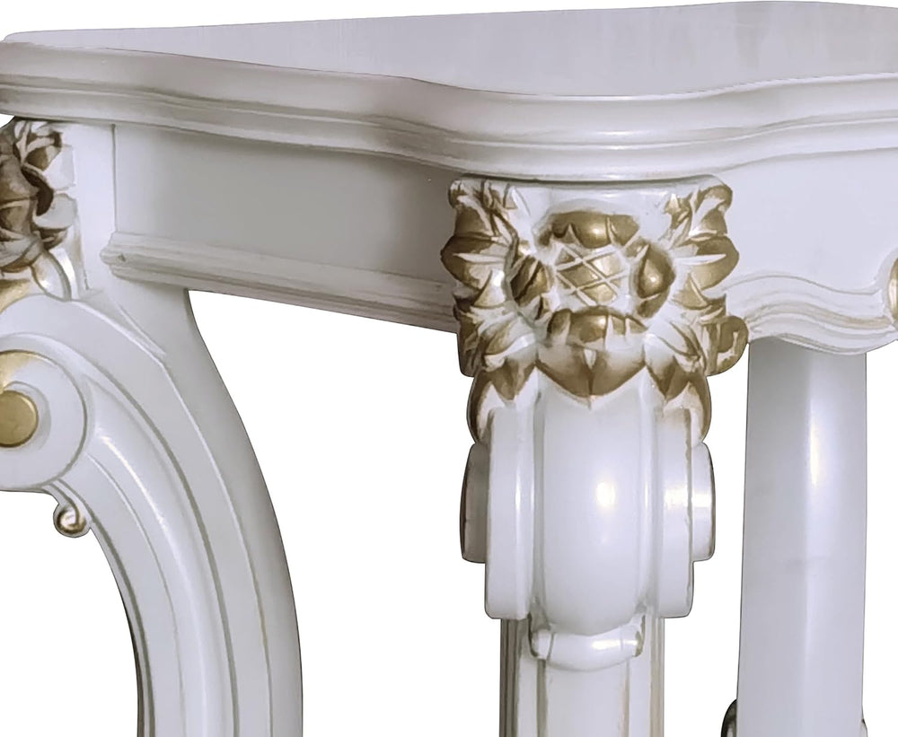 Antique Pearl End Table with Bottom Shelf