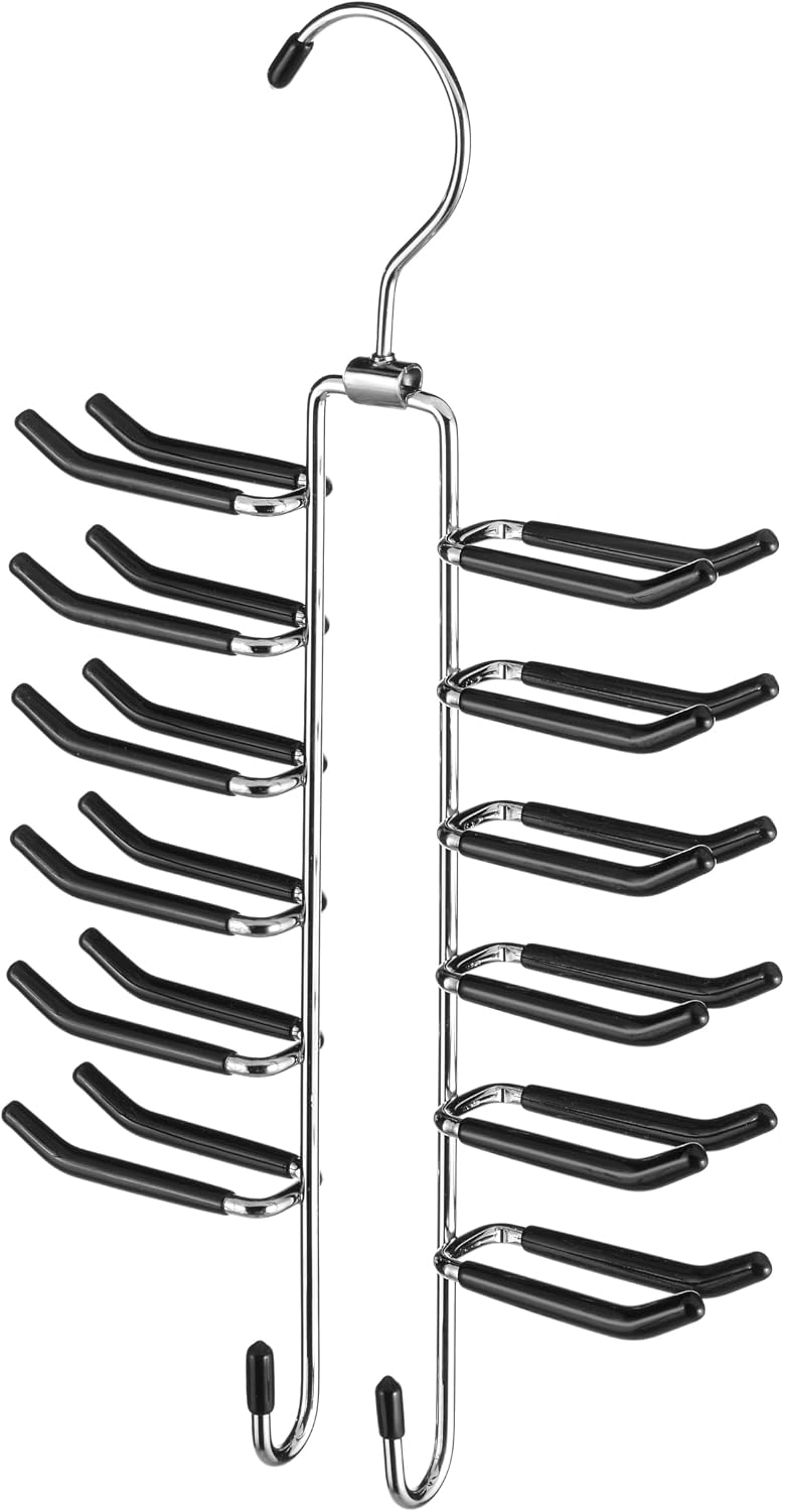 Whitmor Swivel Tie Hanger with Belt Loops Chrome / Black