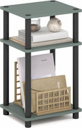 Furinno JUST Side Table, 3-Tier End Table, Open Shelves Night Stand, Bedside Table, Toolless Assembly, for Living Room, Bedroom, Bathroom, Sage Green
