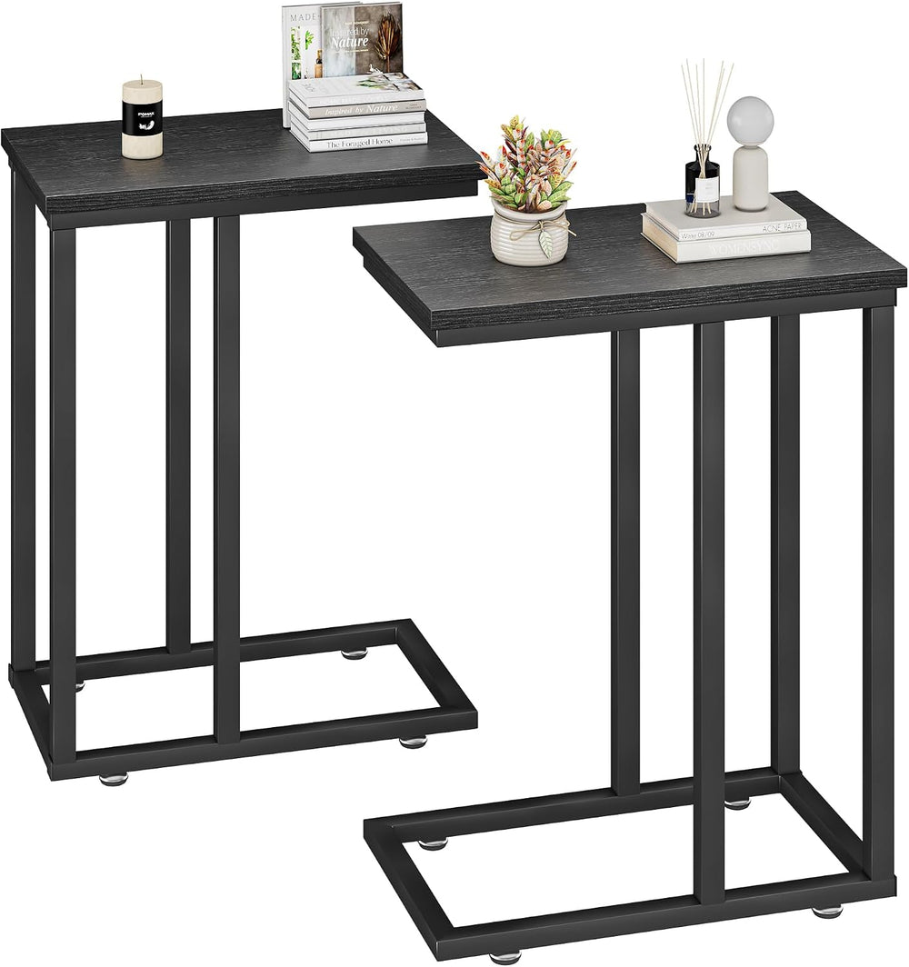 VECELO Universal C-Shaped Side Table, Multi-Functional Snack & TV Tray fo...