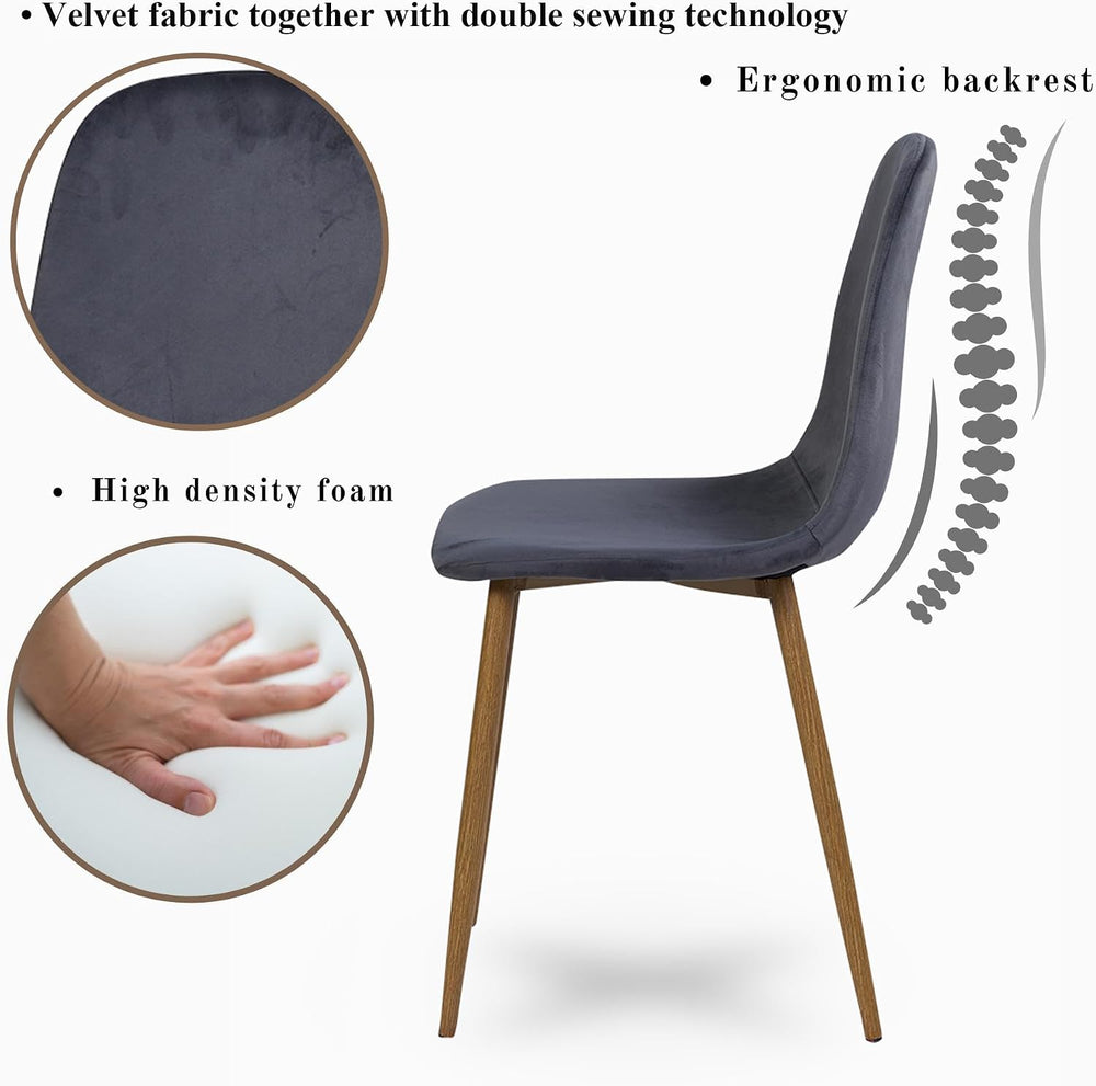 Homy Casa Mid-Century Modern Armless Dining Chairs Set, Upholstered with Velv...
